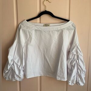 Alythea White Ruffled Sleeve Blouse Sz Small Medium